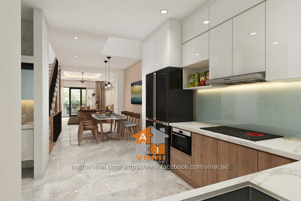 Nội thất phòng bếp nhà ống 4x13m-2