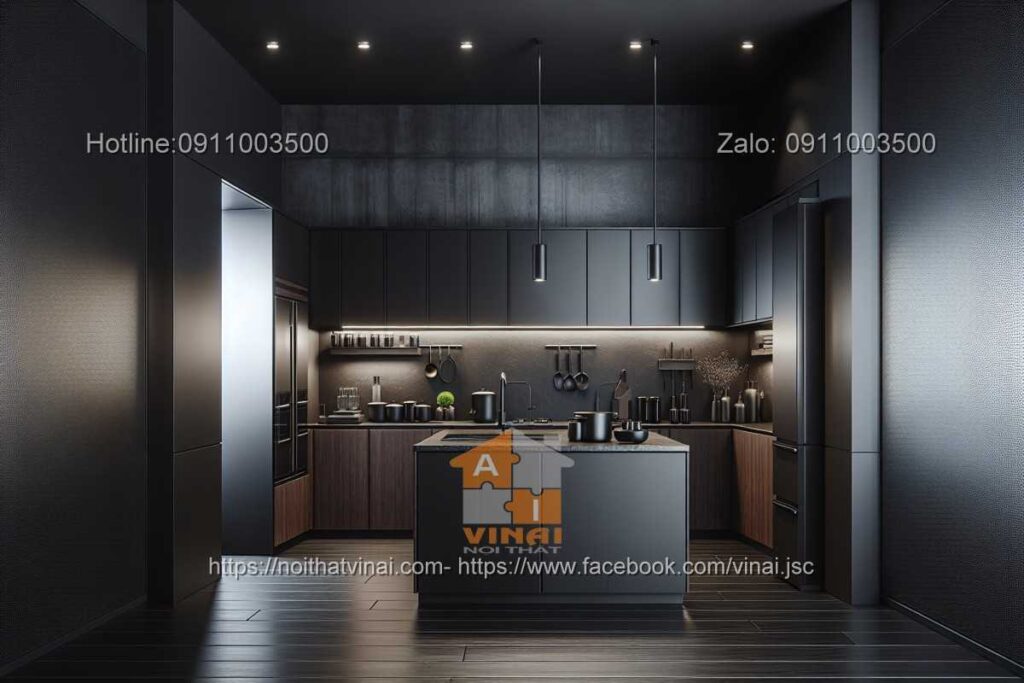 Nội thất phòng bếp Nhật Bản gam màu tối -3