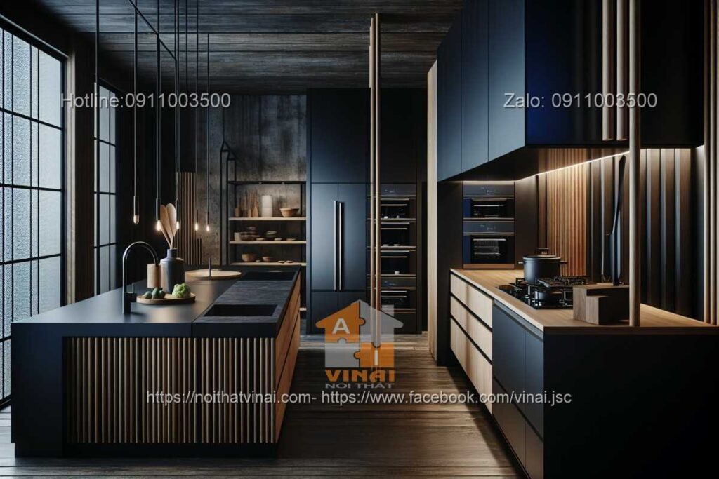 Nội thất phòng bếp Nhật Bản gam màu tối -8