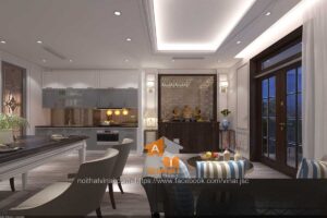 Nội thất phòng bếp+ phòng thờ shophouse Vĩnh Yên Center City-5