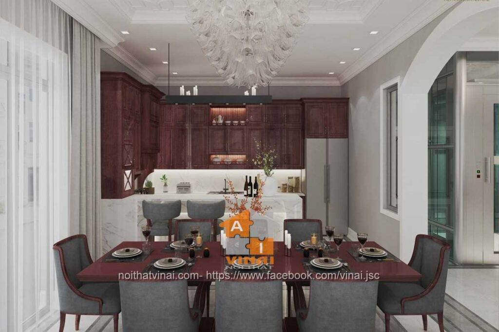 Nội thất phòng bếp tân cổ điển biệt thự Times Garden-4