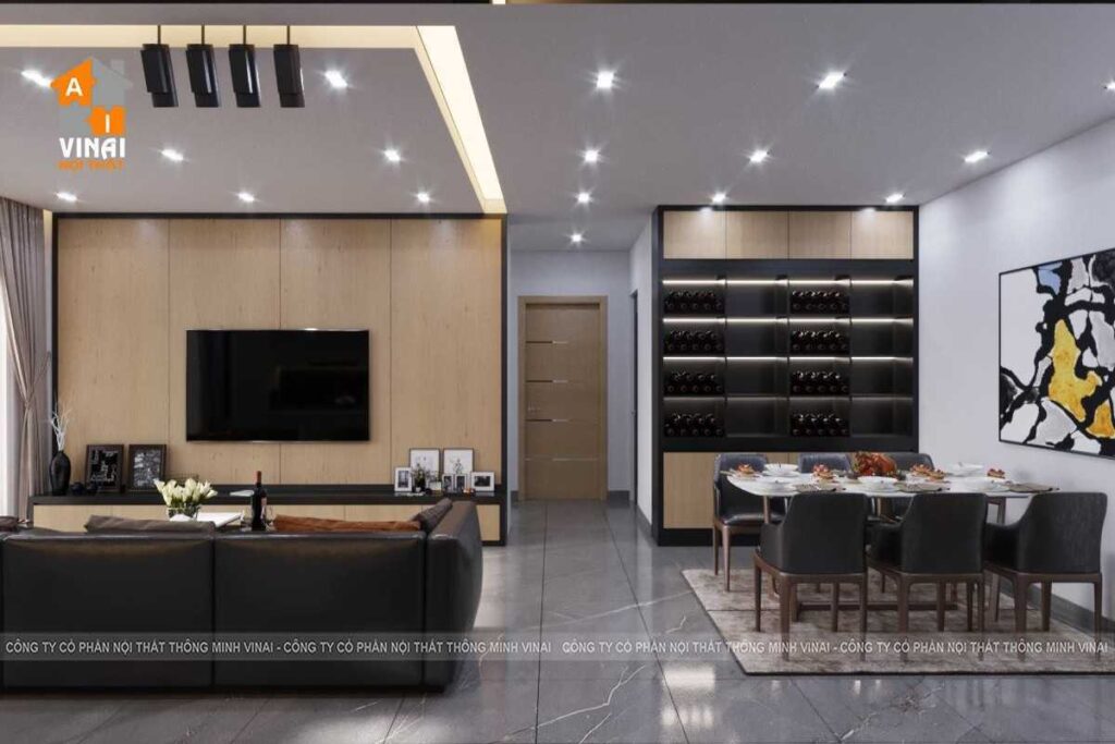 Nội thất phòng khách-bếp chung cư Metropolis- M3-4