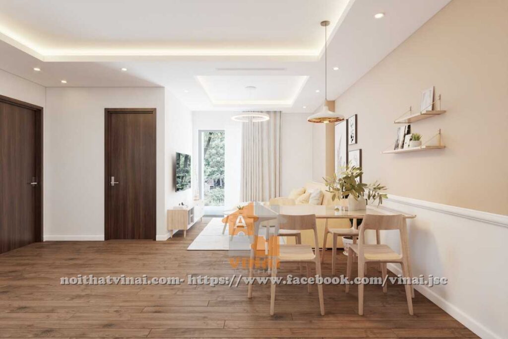 Nội thất phòng khách- bếp chung cư Tây Hồ Residence căn 2204-4
