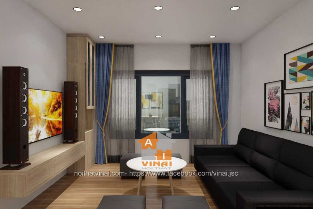 Nội thất phòng khách-bếp chung cư The City Light căn 12A16-2PN-1