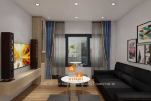 Nội thất phòng khách-bếp chung cư The City Light căn 12A16-2PN-1