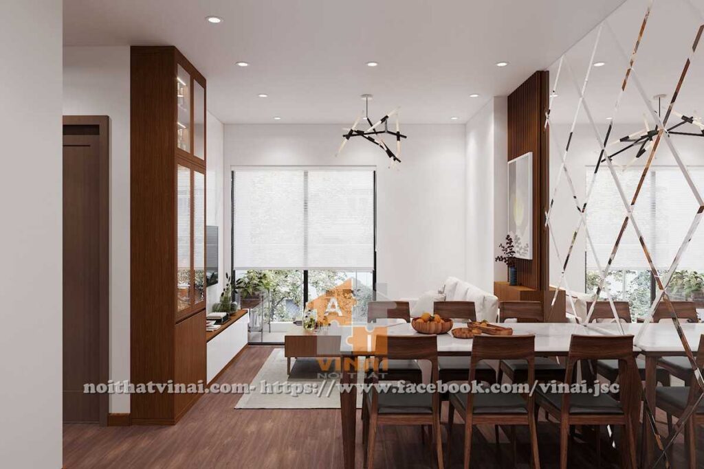 Nội thất phòng khách-bếp chung cư The Sun Mễ Trì căn 3005-2