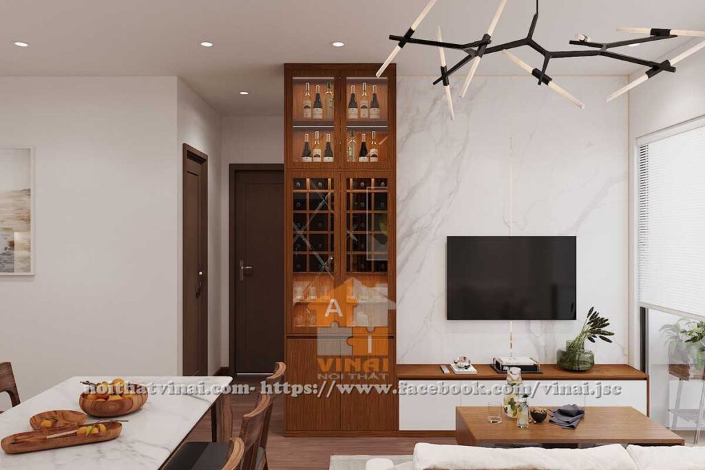 Nội thất phòng khách-bếp chung cư The Sun Mễ Trì căn 3005-5