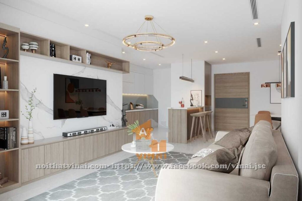 Nội thất phòng khách chung cư The Zei Duy Tân căn B3211-5