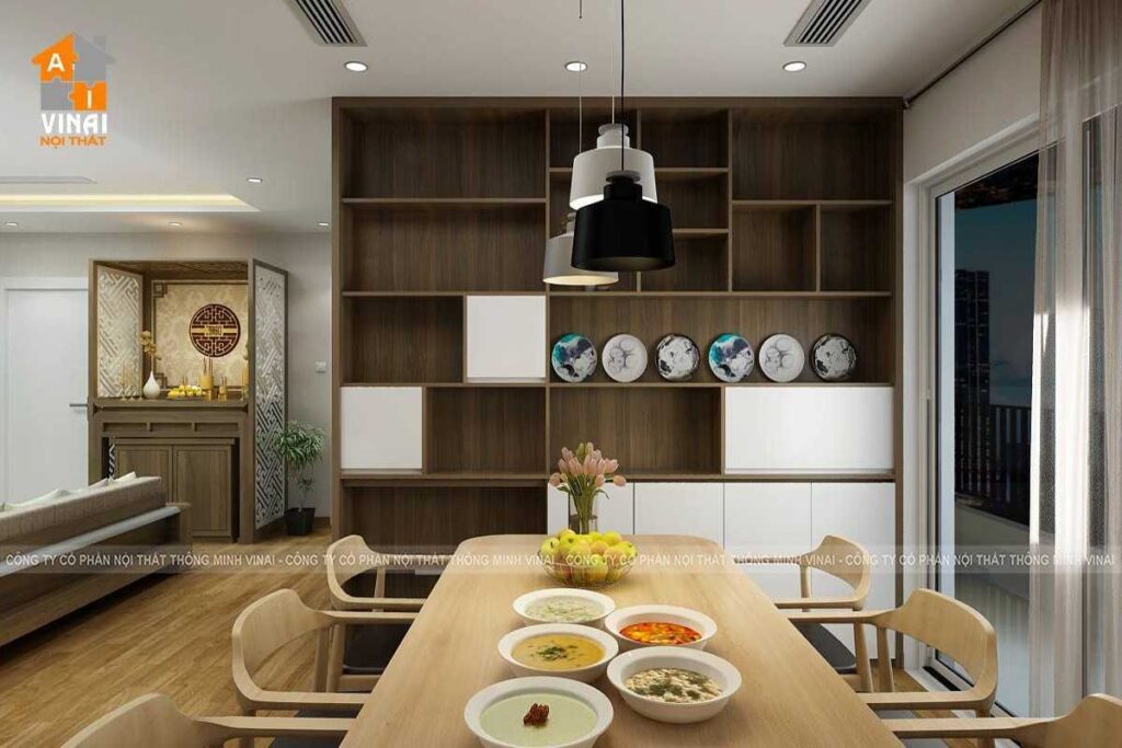 Nội thất phòng khách bếp chung cư Times Tower 35 Lê Văn Lương căn T2-1806-2