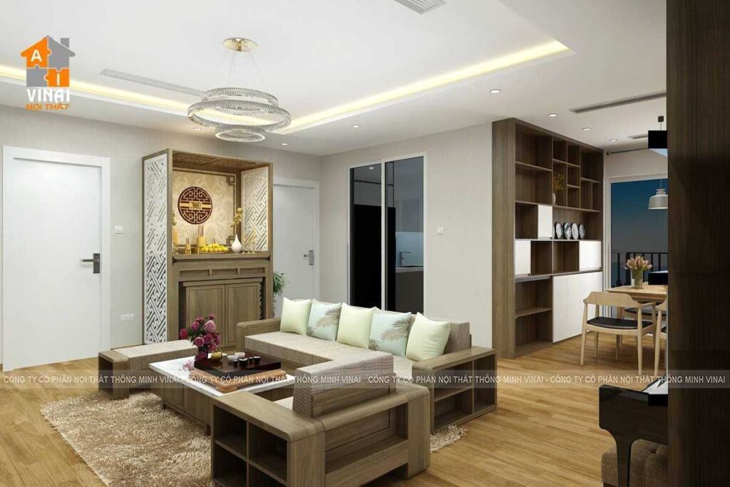 Nội thất phòng khách bếp chung cư Times Tower 35 Lê Văn Lương căn T2-1806-5