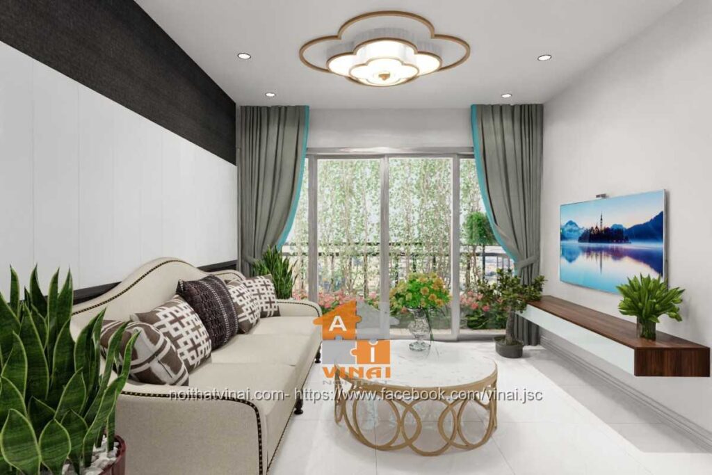 Nội thất phòng khách chung cư Vinhomes Ocean Park Gia Lâm căn 3 ngủ-1