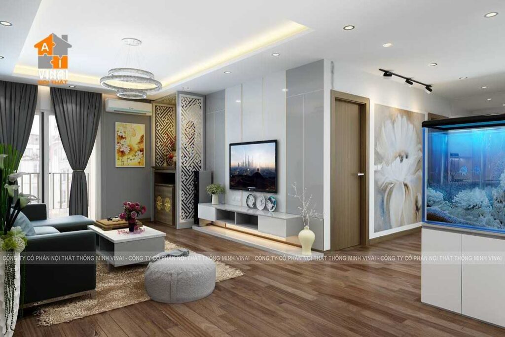 Nội thất phòng khách chung cư An Bình tòa A5 căn A02-1