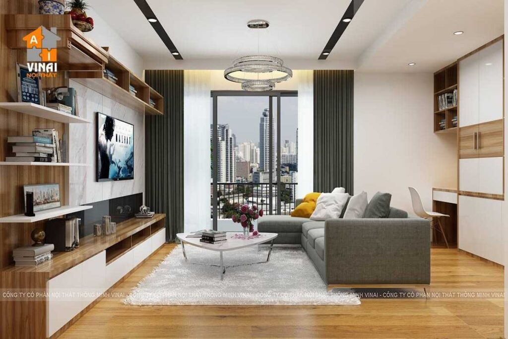 Nội thất phòng khách chung cư An Bình tòa B1 căn 06-2
