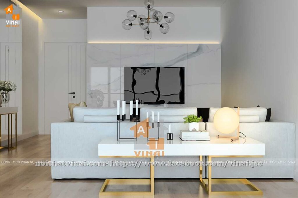 Nội thất phòng khách chung cư Central Field căn P1-1