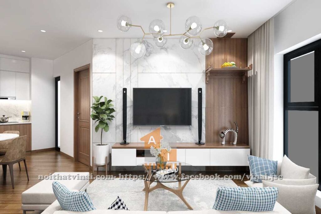 Nội thất phòng khách chung cư CT8 Đình Thôn căn E2-18.8-3