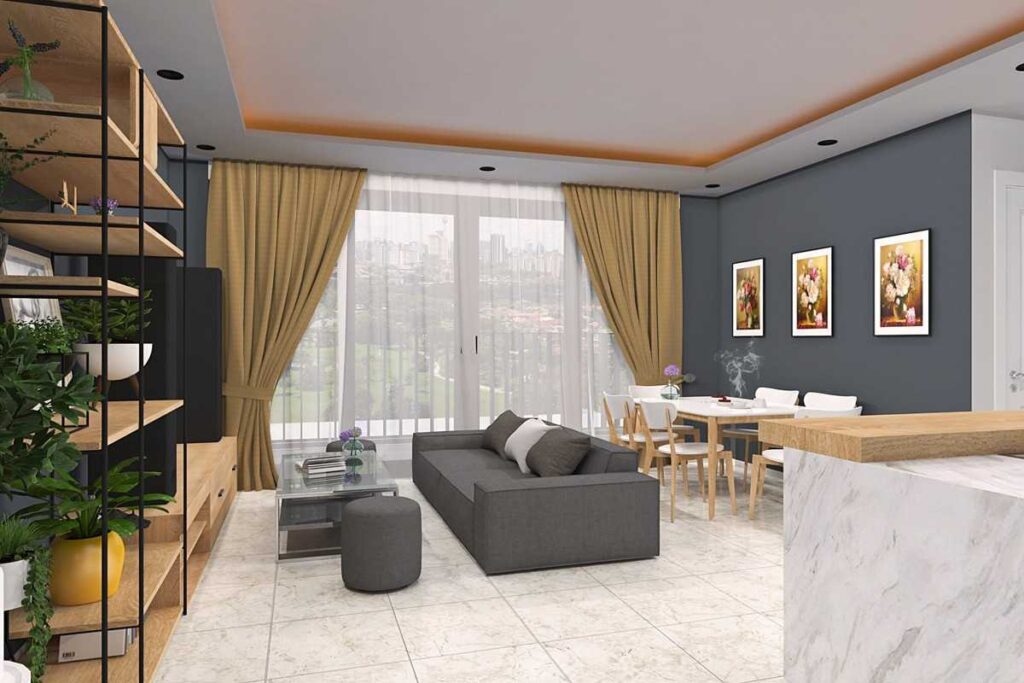 Nội thất phòng khách chung cư Dcapital tòa C7 căn 3 ngủ