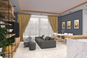 Nội thất phòng khách chung cư Dcapital tòa C7 căn 3 ngủ