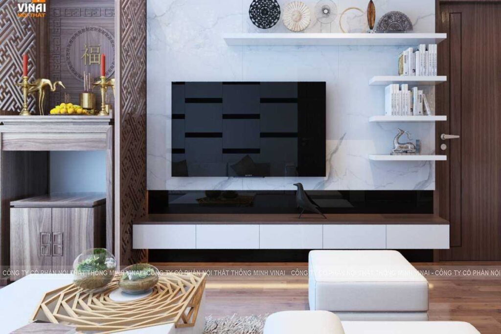 Nội thất phòng khách chung cư Eco Green Nguyễn Xiển căn 1210-2