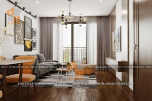 Nội thất phòng khách chung cư Golden West Complex Lê Văn Thiêm căn 2 ngủ-1