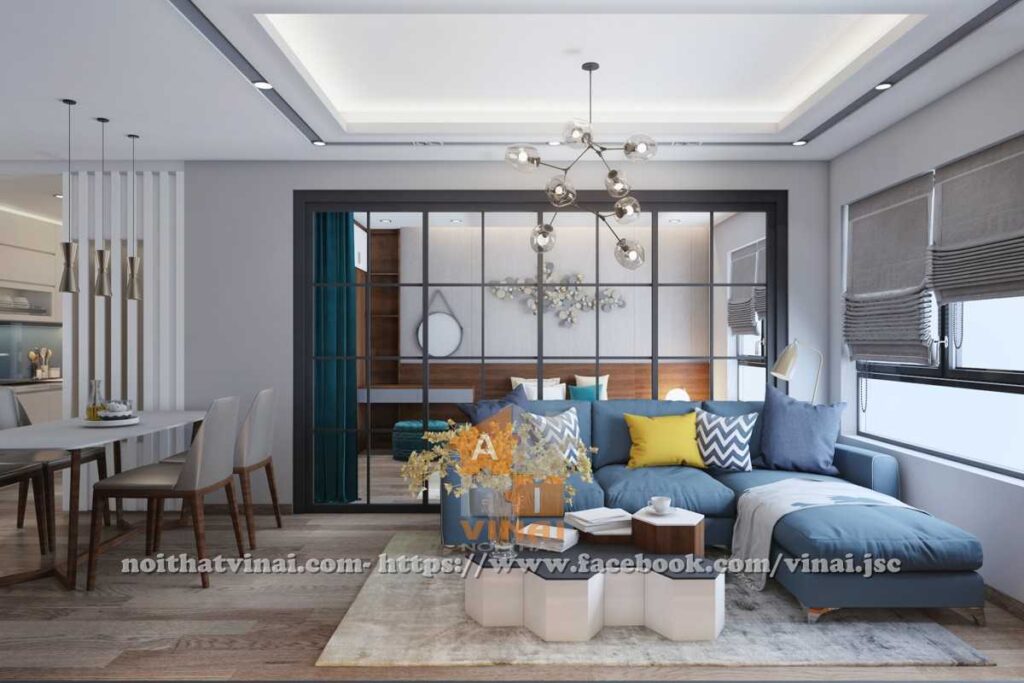 Nội thất phòng khách chung cư Goldmark City căn S3-2316-1