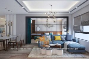 Nội thất phòng khách chung cư Goldmark City căn S3-2316-1