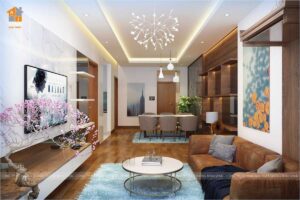 Nội thất phòng khách chung cư Goldmark Shapphire S4 căn 12-1