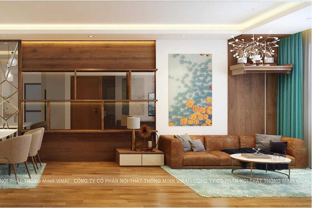 Nội thất phòng khách chung cư Goldmark Shapphire S4 căn 12-3