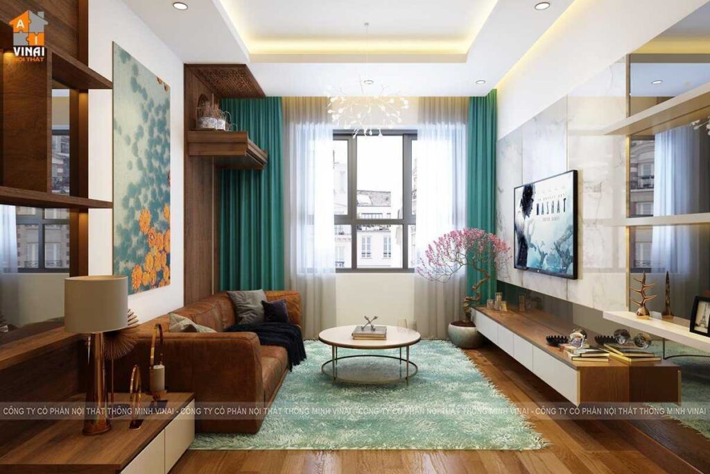 Nội thất phòng khách chung cư Goldmark Shapphire S4 căn 12-7