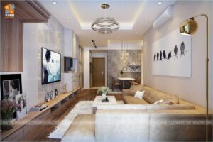 Nội thất khách chung cư Goldmark Shapphire S4 căn 15-1