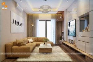 Nội thất khách chung cư Goldmark Shapphire S4 căn 15-7