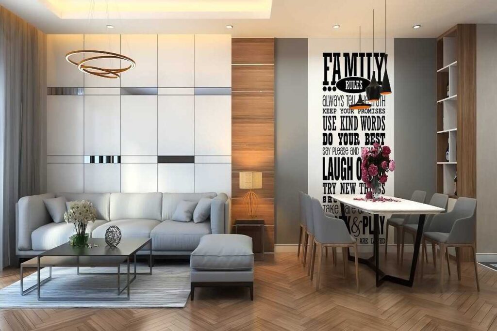 Nội thất phòng khách chung cư HD Mon City căn A14