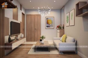 Nội thất phòng khách chung cư HD Mon City căn D1