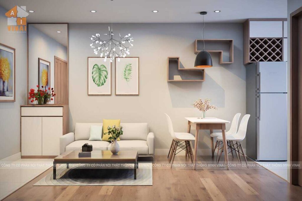 Nội thất phòng khách chung cư HD Mon City căn D1