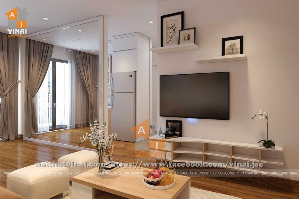 Nội thất phòng khách chung cư HD Mon City Mỹ Đình căn A2907-2