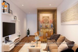 Nội thất phòng khách chung cư HD Mon City Mỹ Đình căn A2907-3