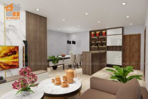 Nội thất phòng khách chung cư La Fortuna căn 05-3PN-1
