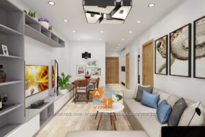 Nội thất phòng khách chung cư La Fortuna căn 410-2