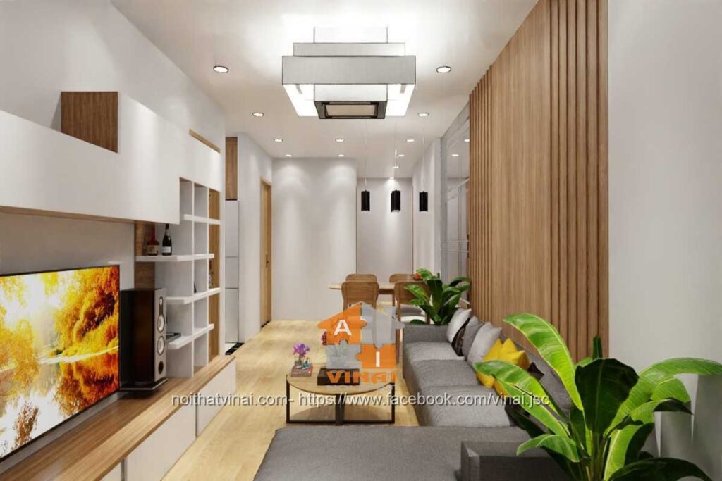 Nội thất phòng khách chung cư La Fortuna Vĩnh Yên căn 11-1