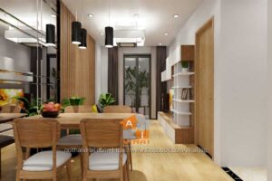 Nội thất phòng khách chung cư La Fortuna Vĩnh Yên căn 11-3