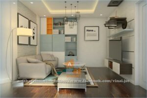 Nội thất phòng khách chung cư VP5 Linh Đàm căn góc 2 ngủ-1