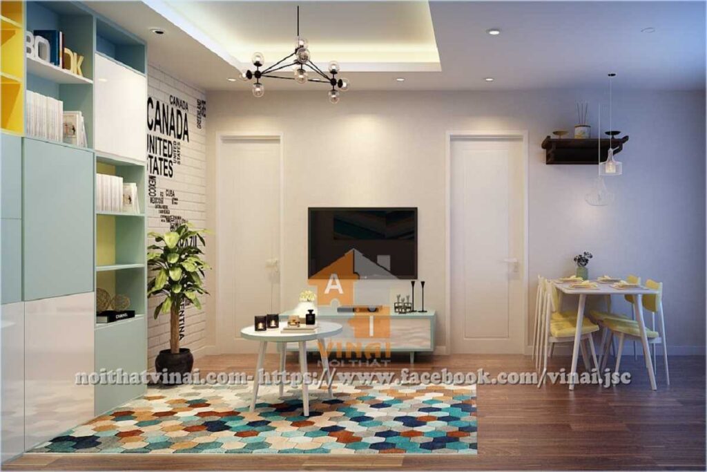 Nội thất phòng khách chung cư VP5 Linh Đàm căn góc 2 ngủ-2