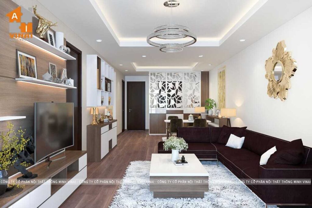 Nội thất phòng khách chung cư Platinum Nguyễn Công Hoan căn 05-1
