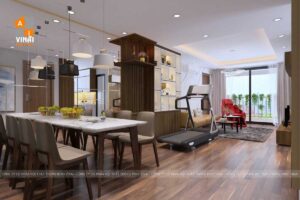 Nội thất phòng khách chung cư Sun Square Mỹ Đình căn 26A6-1