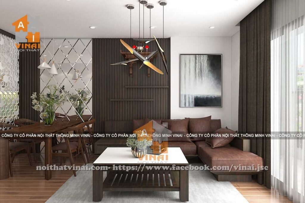 Nội thất phòng khách chung cu The Sun Mễ Trì căn 1404-1