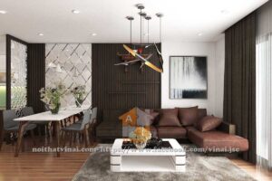 Nội thất phòng khách chung cu The Sun Mễ Trì căn 1404-2