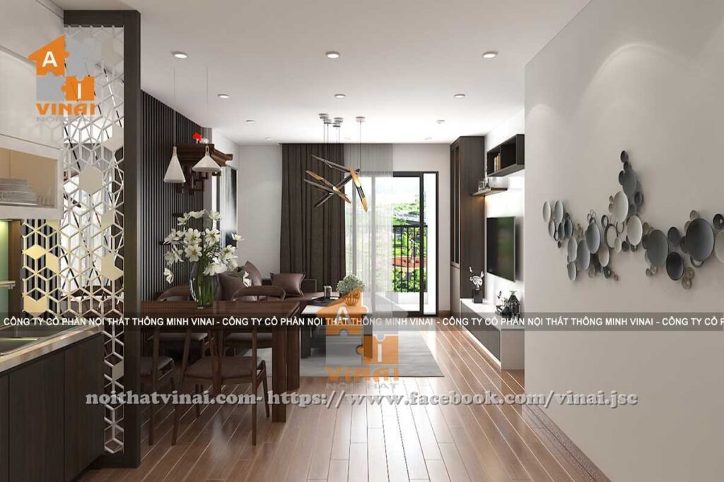 Nội thất phòng khách chung cu The Sun Mễ Trì căn 1404-4