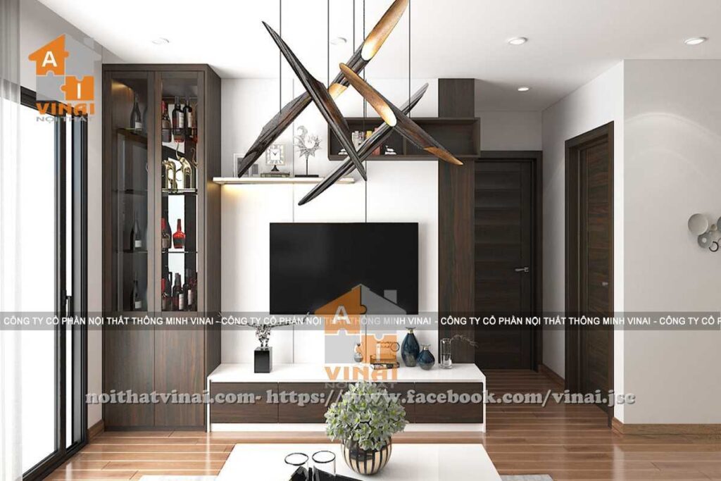 Nội thất phòng khách chung cu The Sun Mễ Trì căn 1404-5