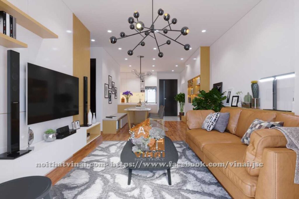 Nội thất phòng ngủ chung cư The Sun Mễ Trì căn 1702-1