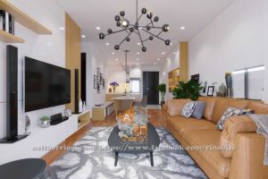 Nội thất phòng ngủ chung cư The Sun Mễ Trì căn 1702-1