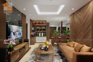 Nội thất phòng khách chung cư VCI căn 2n-2vs-1